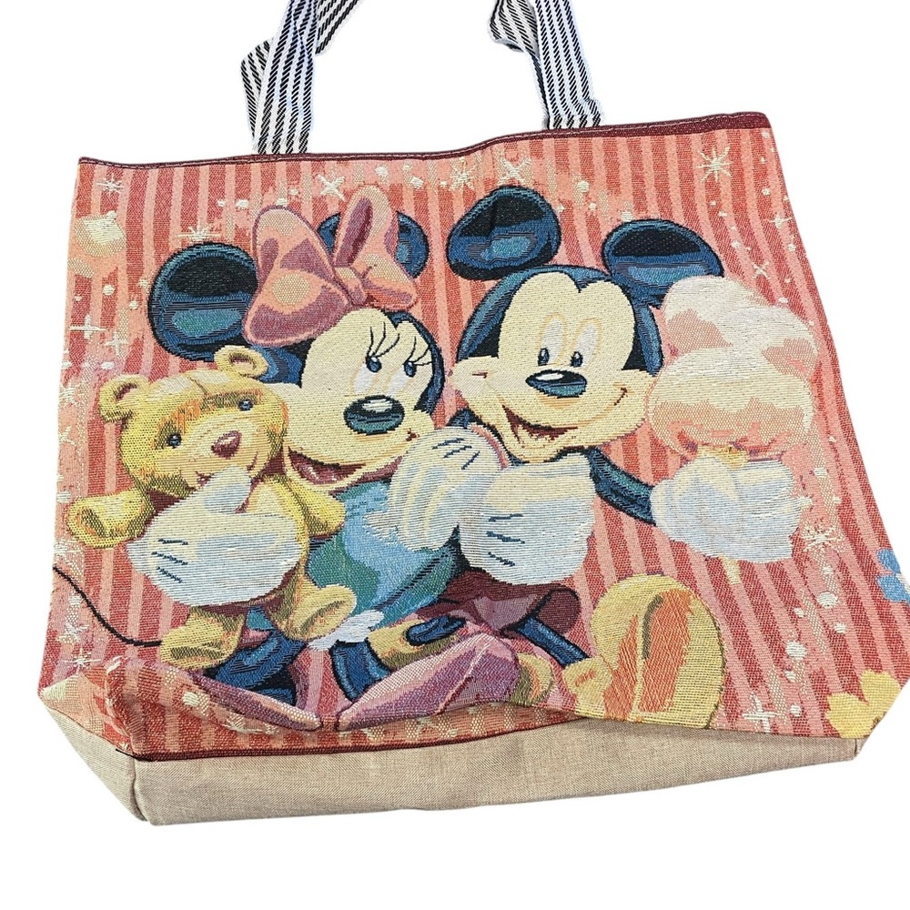 Minnie and Mickey multicolor Tote Bag lined interior zip close